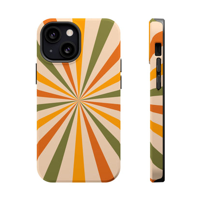 Retro Sunburst MagSafe iPhone Case – Bold Geometric Design, Durable Shockproof Protection