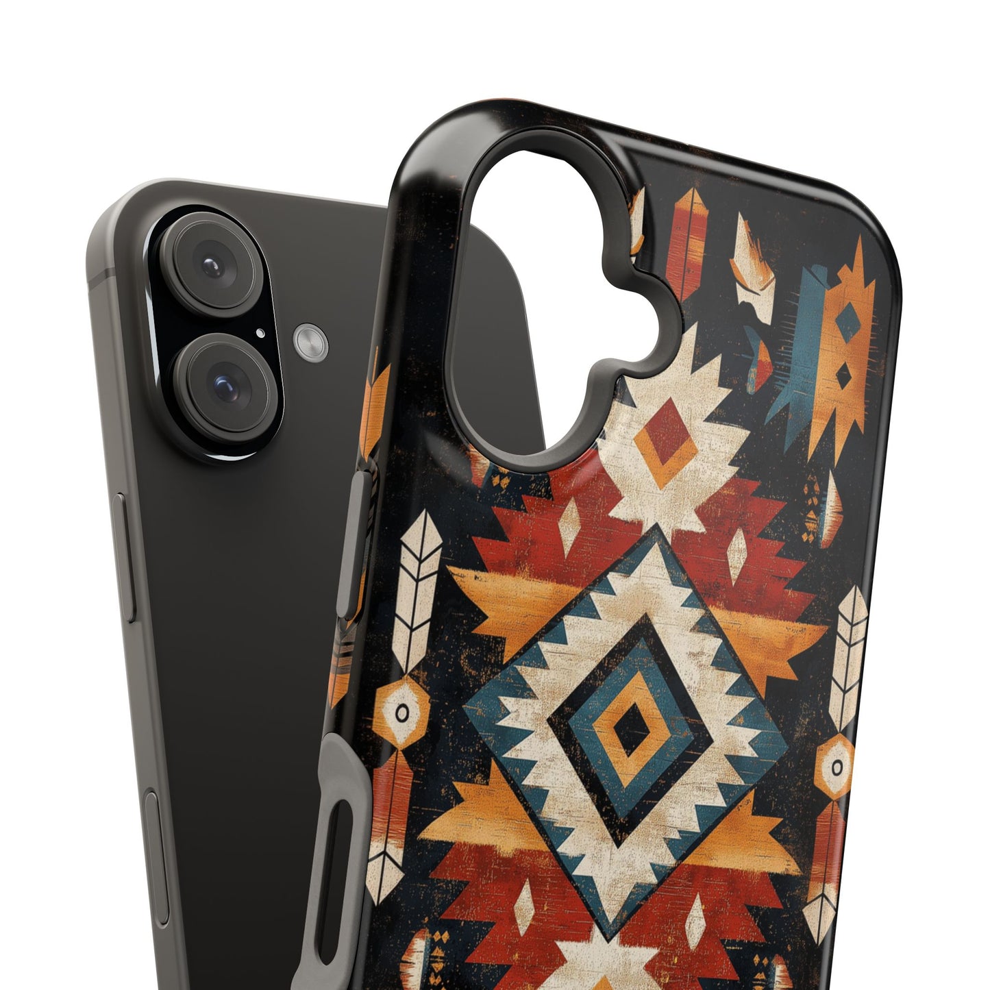 Southwestern Arrow & Diamond Tough MagSafe iPhone Case – Bold Tribal Design, Dual-Layer Protection