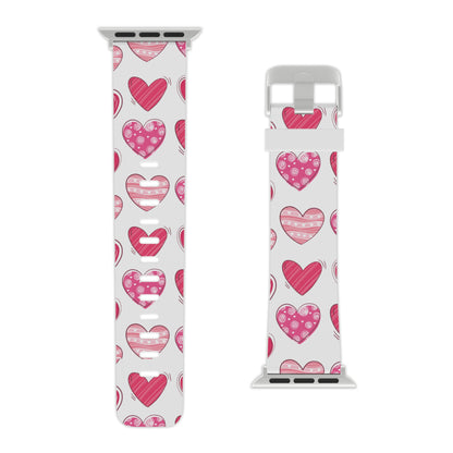  Playful Pink Hearts Apple Watch Band