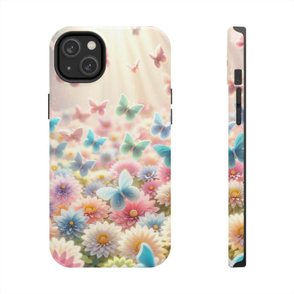 Butterfly Flower Garden - iPhone Case - Pastel Floral Protective Cover