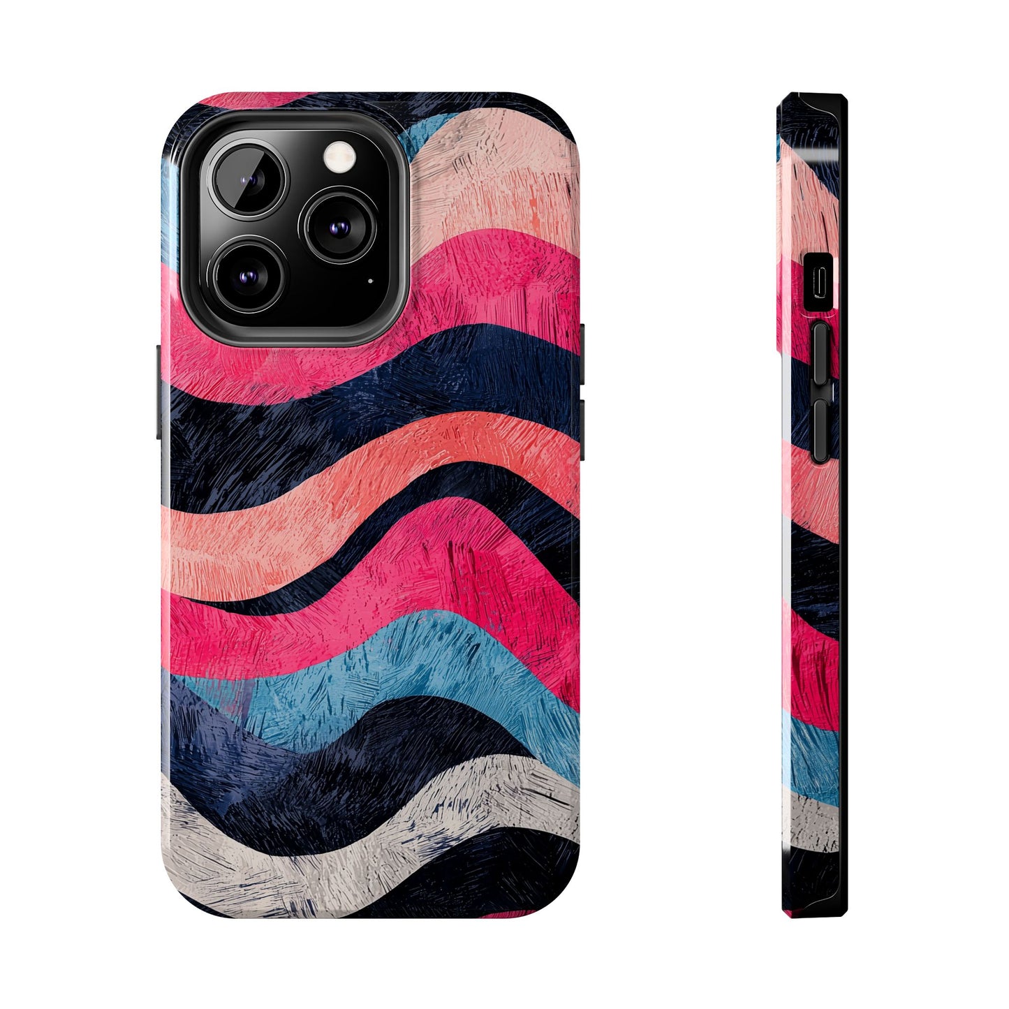 Abstract Wave Pattern iPhone Case – Shockproof, Matte Finish, Dual-Layer Protection