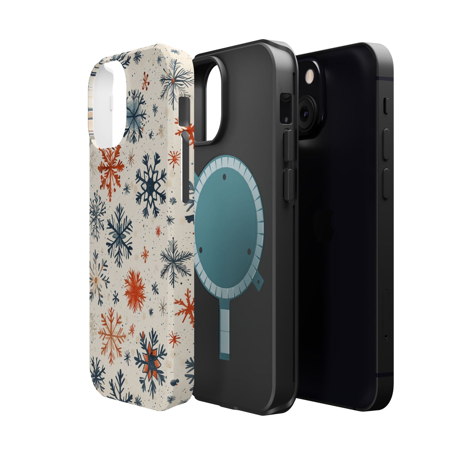 Rustic Orange and Blue Snowflake Pattern – MagSafe iPhone Series Case