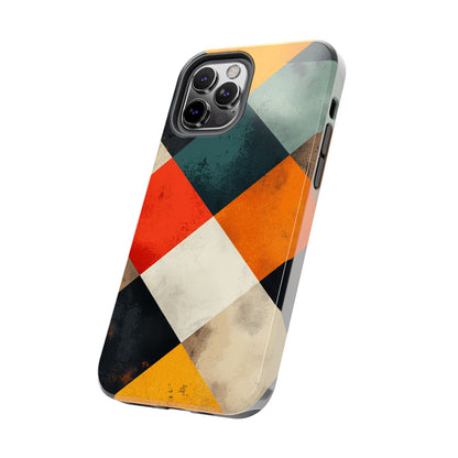 Geometric Retro iPhone  Case - Colorful Checkered Protective Cover