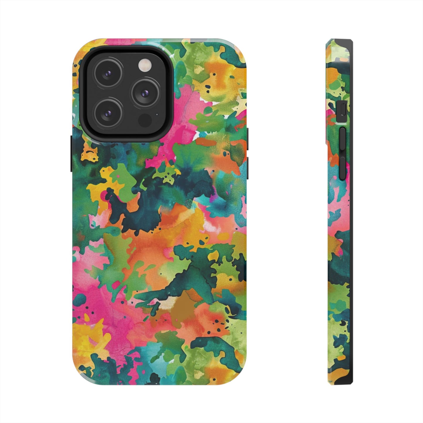 Vibrant Watercolor Splash iPhone Case – Bold Multicolor Artistic Design