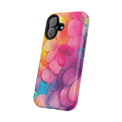 Sunset Petals Watercolor MagSafe iPhone Case – Slim Design, Glossy Finish