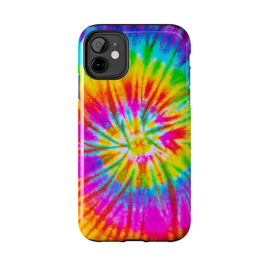 Rainbow Spiral Tie-Dye iPhone Case – Bright & Retro Design