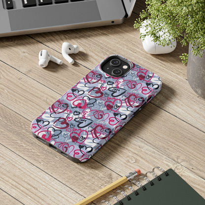 Graffiti Love Hearts iPhone Case