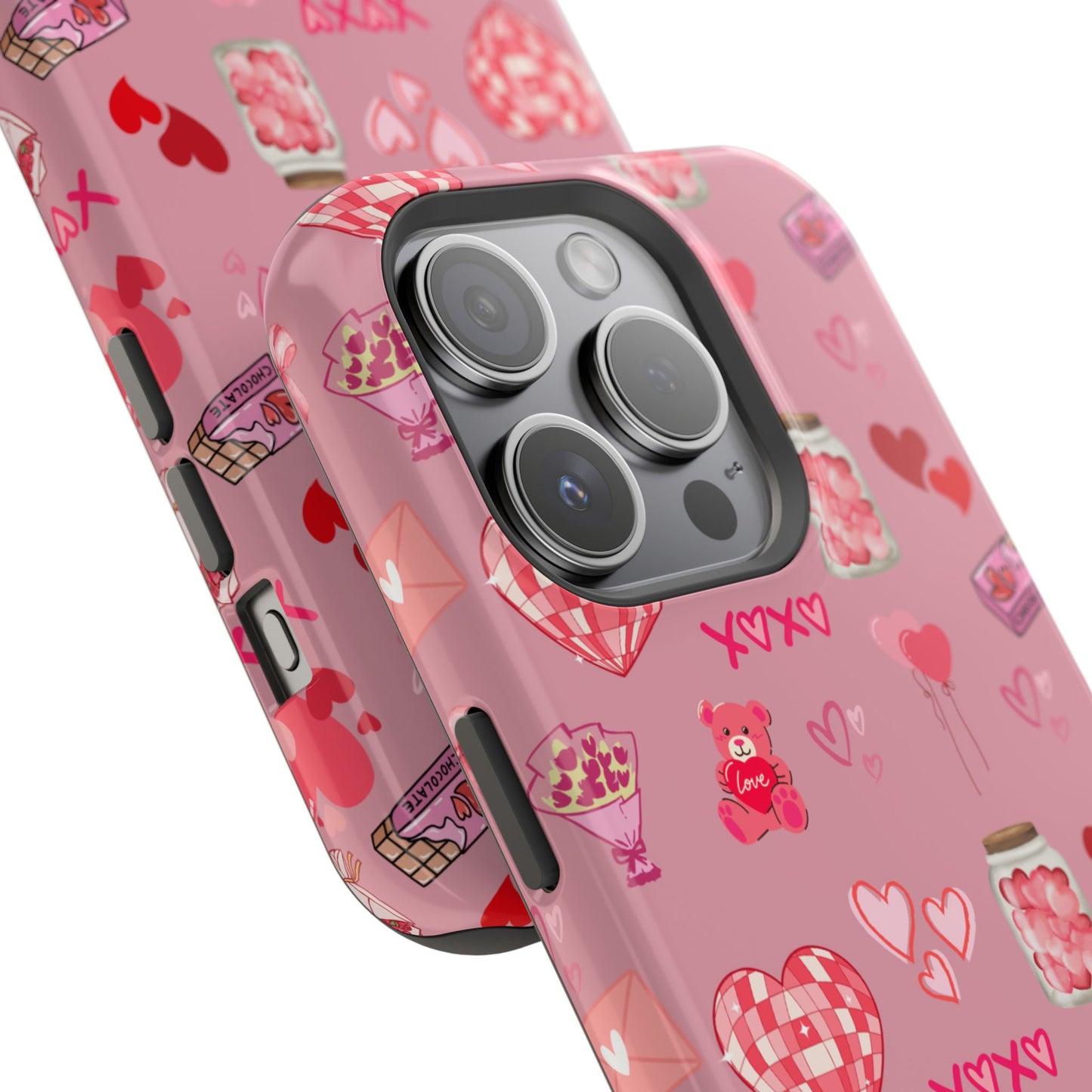 Pink Valentine Love Collage – MagSafe-Compatible iPhone Case