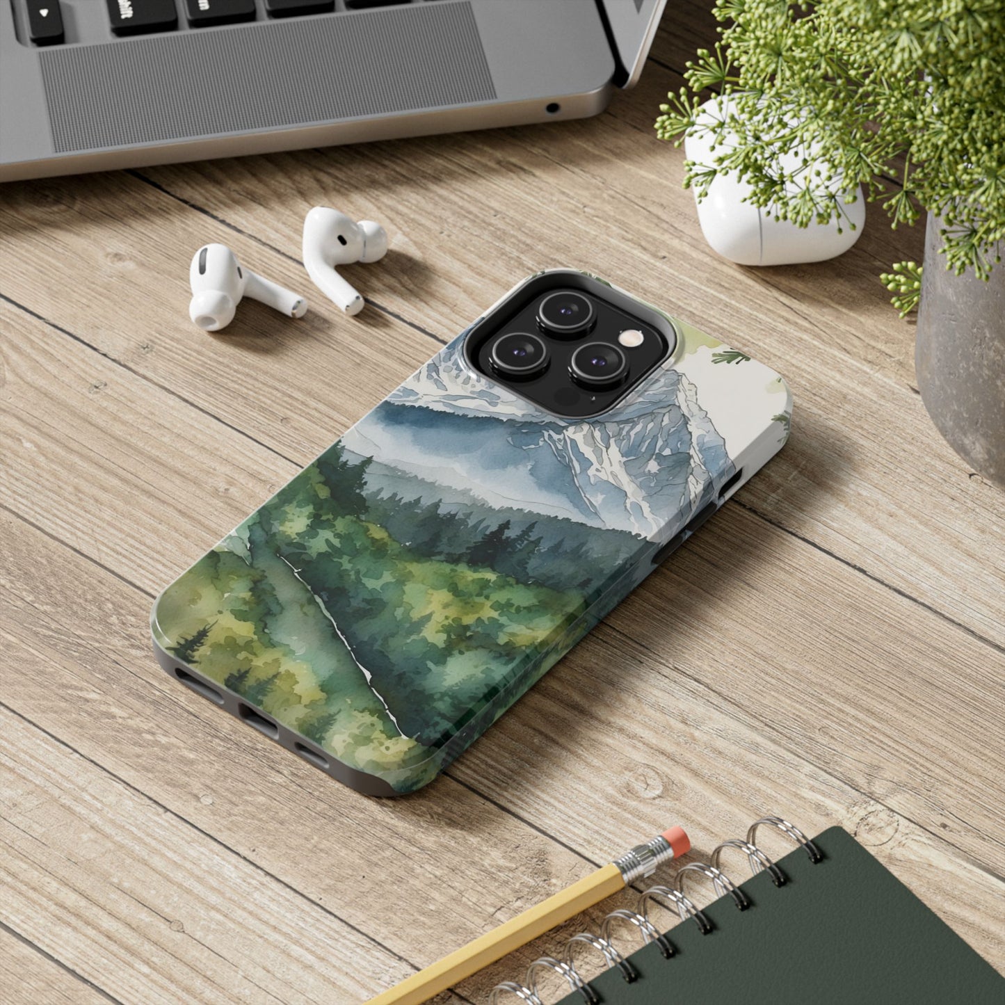 Watercolor Alpine Mountainscape - iPhone Case