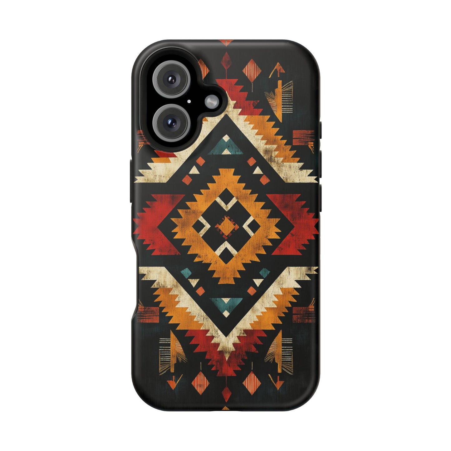 Southwestern Tribal Diamond Tough MagSafe iPhone Case – Bold Geometric Pattern, Dual-Layer Protection