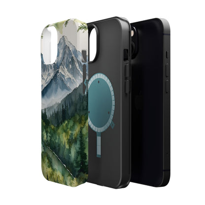 Watercolor Alpine Mountainscape - MagSafe iPhone Case