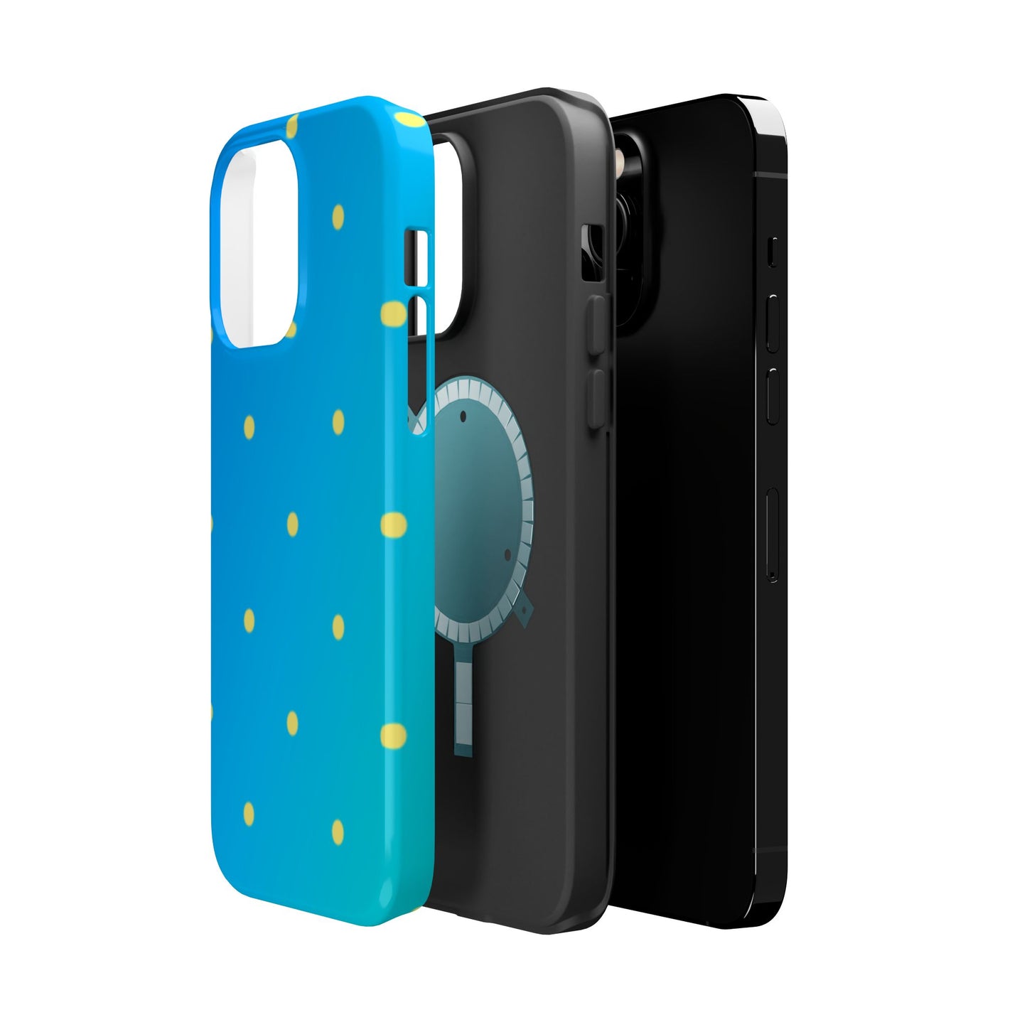 Blue Ocean Gradient Polka Dots MagSafe iPhone Case – Shockproof, Smooth Matte Finish, Dual-Layer Design