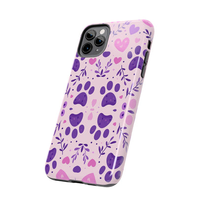 Pastel Paw Print iPhone Case - Cute Pet-Themed Floral Protective Cover