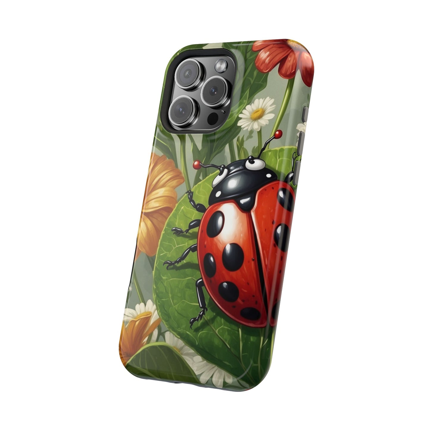 Ladybug Garden MagSafe iPhone Case – Whimsical Floral Design