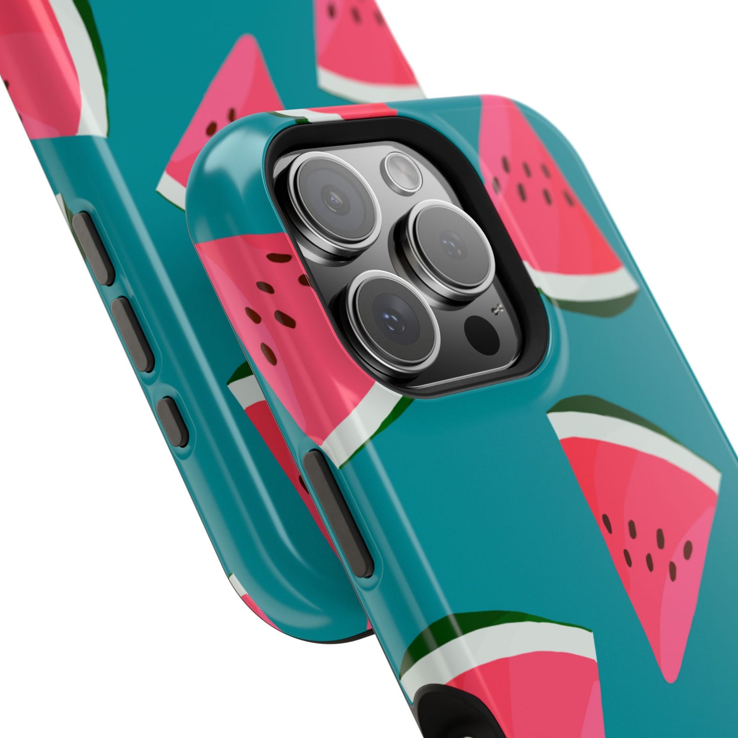 Watermelon Bliss MagSafe iPhone Case – Vibrant Summer Fruit Design on Teal Background