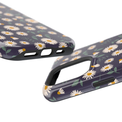 Midnight Daisy MagSafe iPhone Case – Dark Navy Floral Design, Slim and Protective