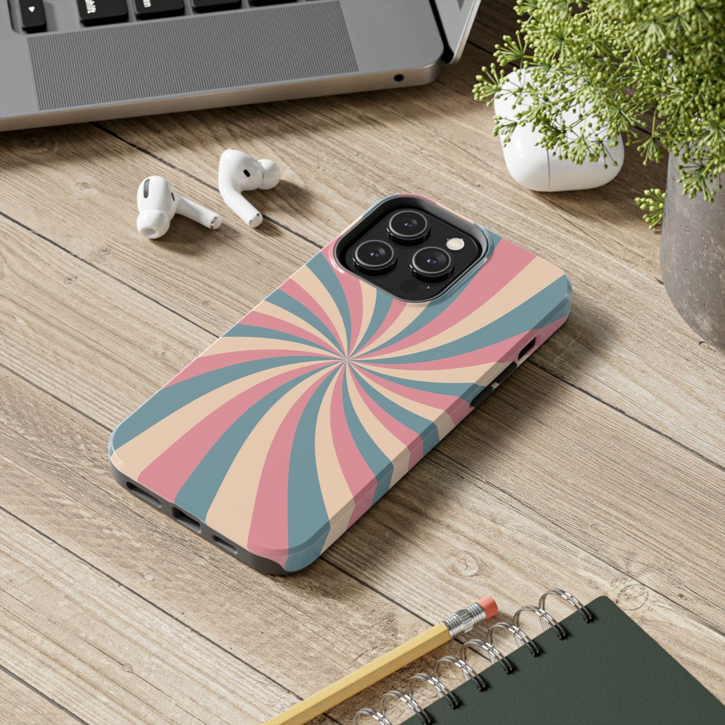 Vintage Pastel Swirl iPhone Case – Dual-Layer Protection with 70s-Inspired Design