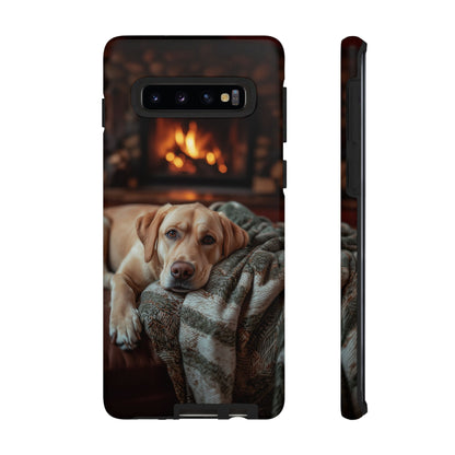 Cozy Labrador by Fireplace Samsung Galaxy Case – Rustic Cabin Protective Cover