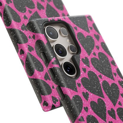 Pink Glitter Hearts Samsung Galaxy Case