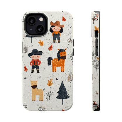 Cowboy Adventures Tough MagSafe iPhone Case – Cute Western Theme, Dual-Layer Protection