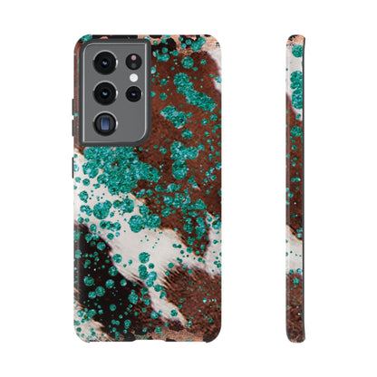 Teal Glitter Cowhide - Samsung Galaxy Series Case