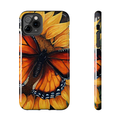 Monarch Butterfly & Sunflower Art – iPhone Case