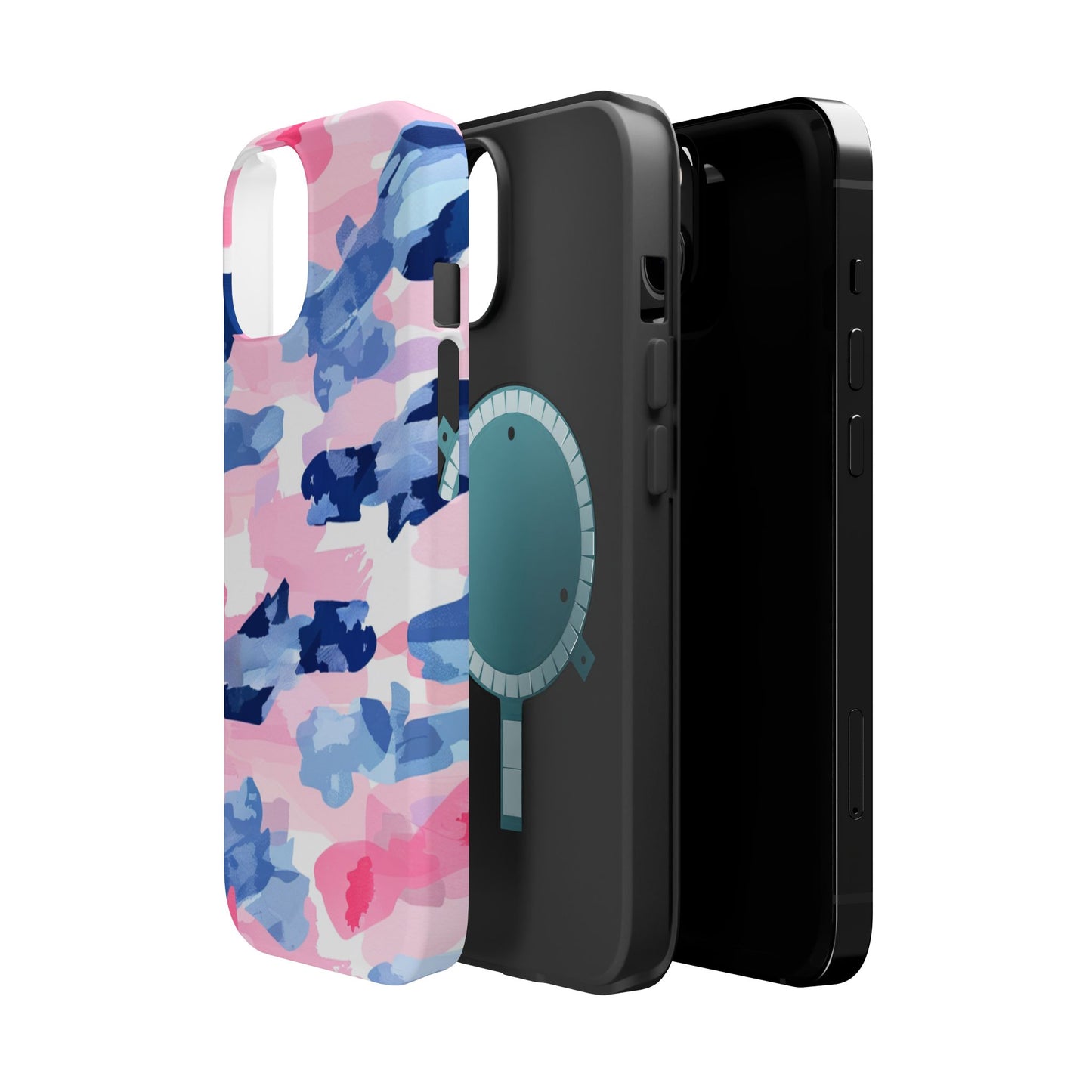 MagSafe Case: Dynamic Pink & Navy Brushstroke Art