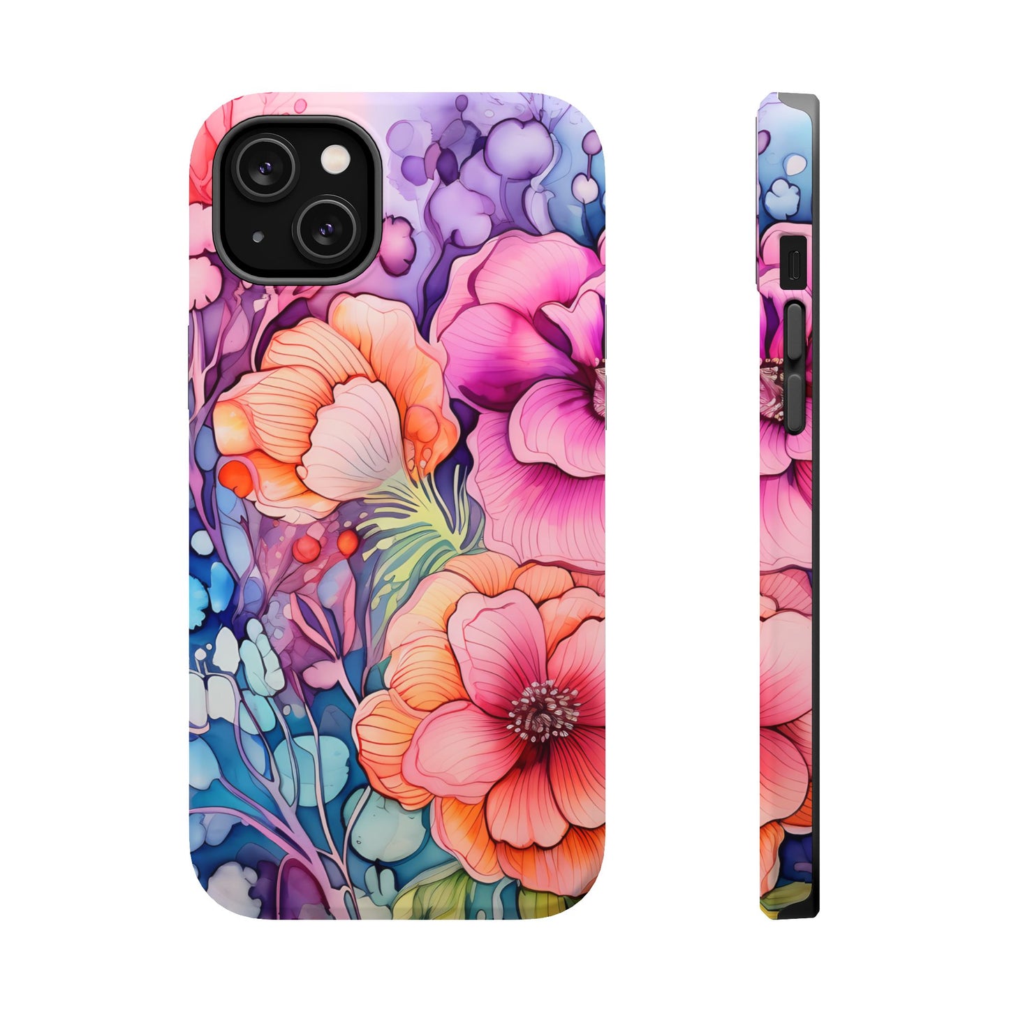 Bright Watercolor Floral Splash MagSafe iPhone Series Case – Bold Artistic Design