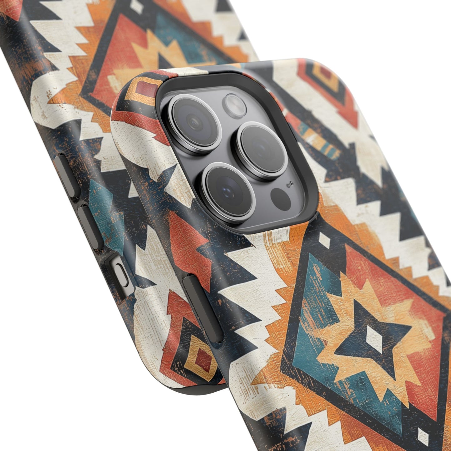 Vintage Southwestern Diamond Tough MagSafe iPhone Case – Rustic Tribal Design, Dual-Layer Protection