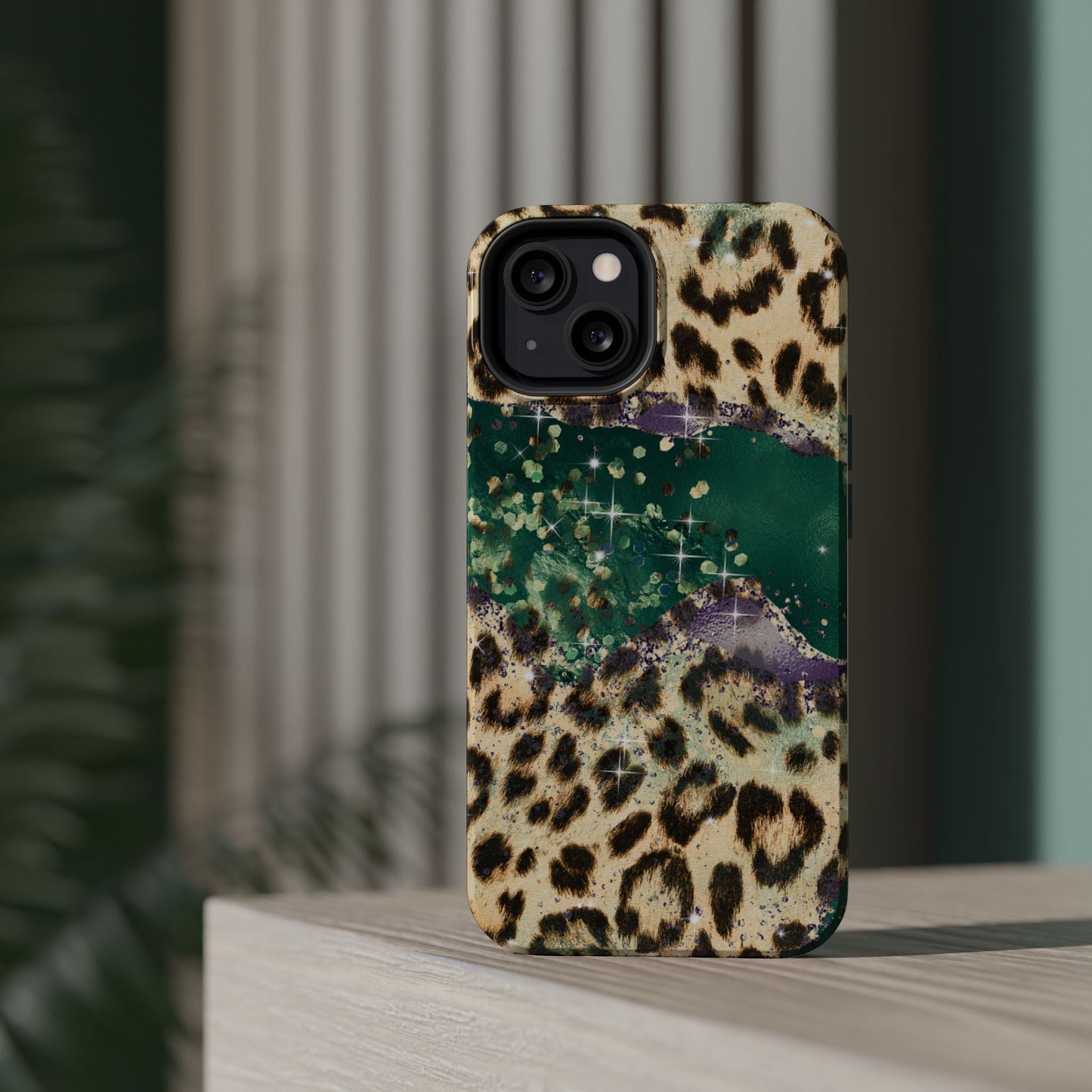 Emerald Glitter Leopard Print - MagSafe iPhone Series Case