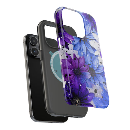 Vibrant Purple & Blue Floral Splash - MagSafe iPhone Series Case