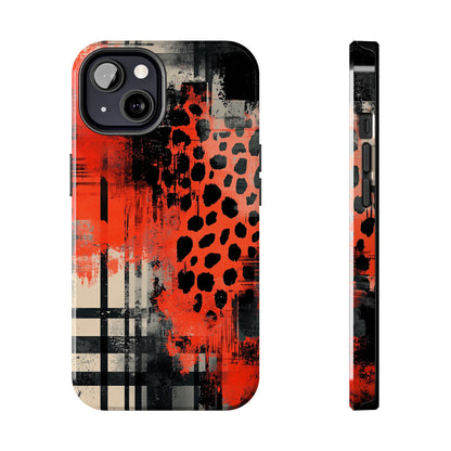 Cheetah Plaid iPhone Case – Red & Black Pattern