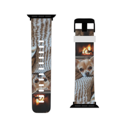 Relaxing Chihuahua by Fireplace Apple Watch Band