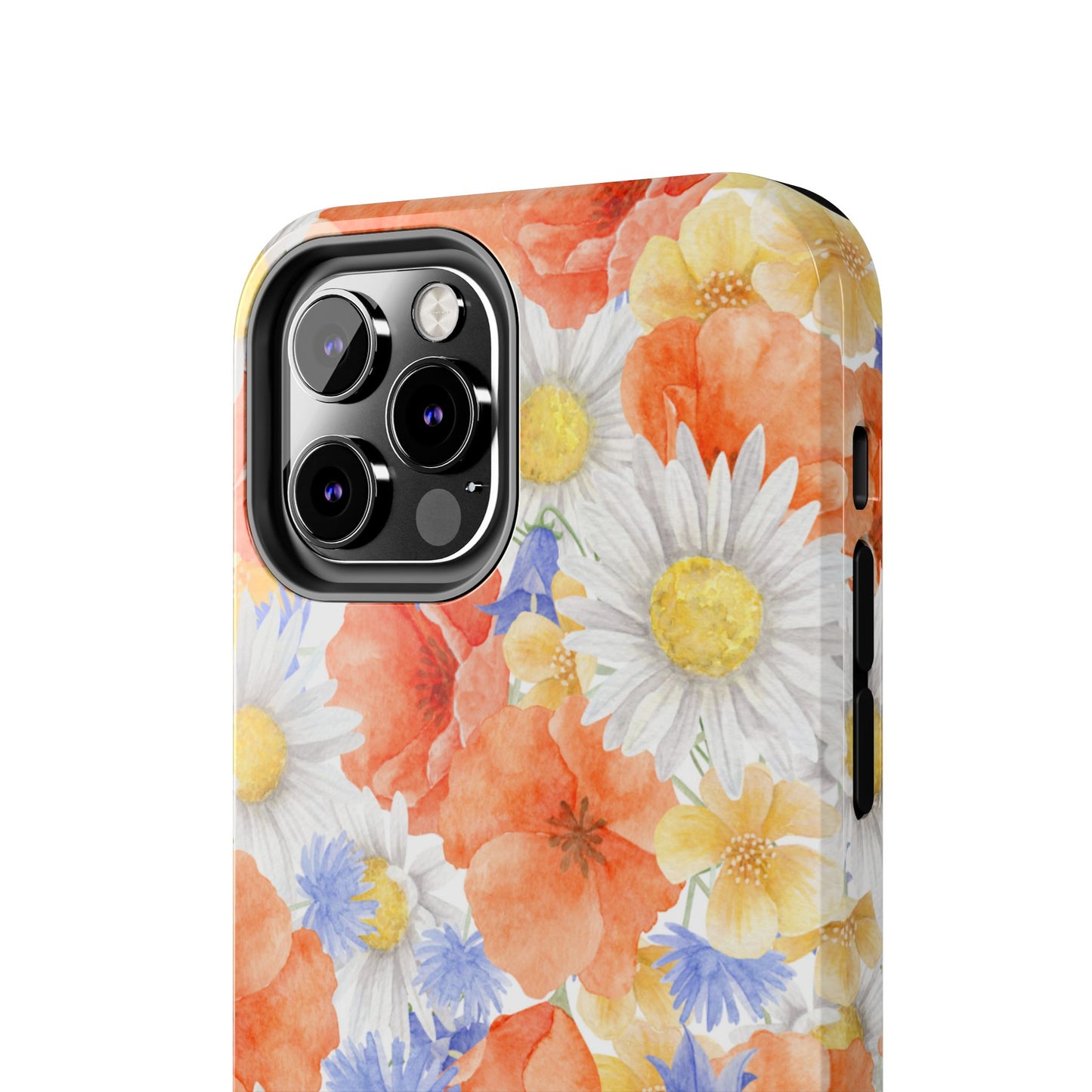 Watercolor Wildflower Pattern iPhone Case – Durable Matte Finish with Daisy, Poppy & Cornflower Design