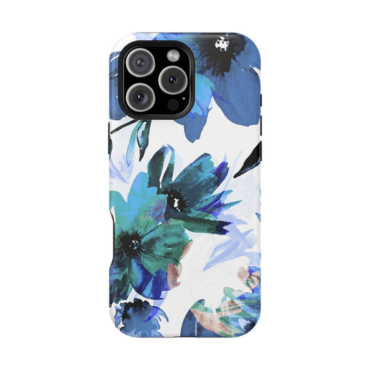 MagSafe iPhone Case – Serene Blue Blossom