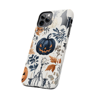 Vintage Halloween iPhone Case – Dark Jack-o'-Lanterns, Bats, and Autumn Leaves Design