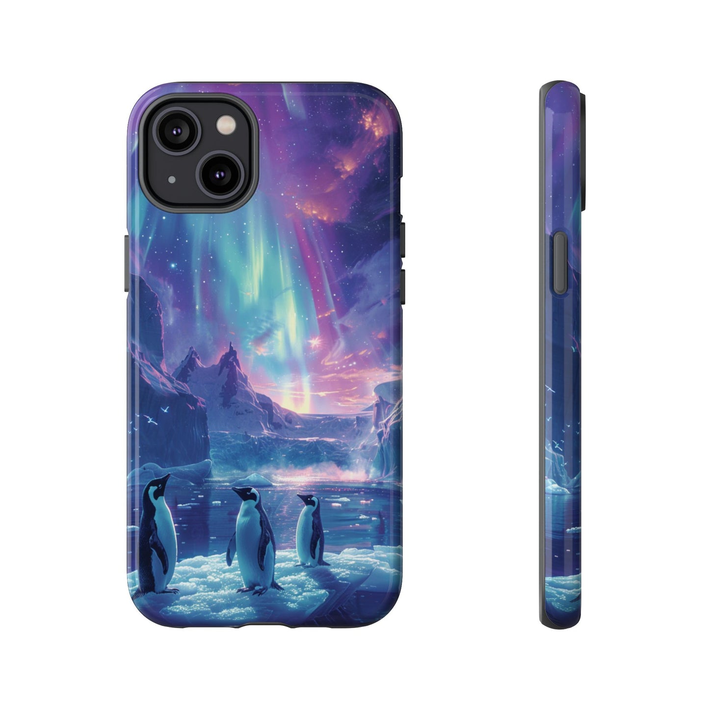 Penguin Parade Northern Lights iPhone Case