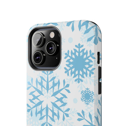 Frosty Blue Snowflakes iPhone Case – Shockproof, Smooth Matte Finish, Dual-Layer Design