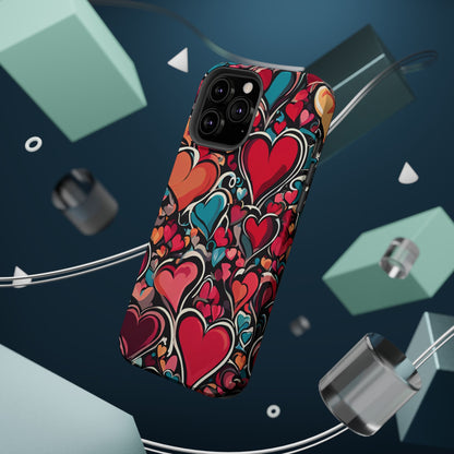 Vibrant Multicolor Heart Art – MagSafe-Compatible iPhone Case