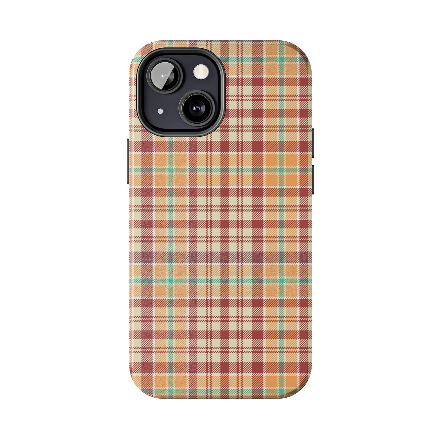 Retro Chic Plaid iPhone Case in Red, Orange, Green & Cream – Classic Vintage Style