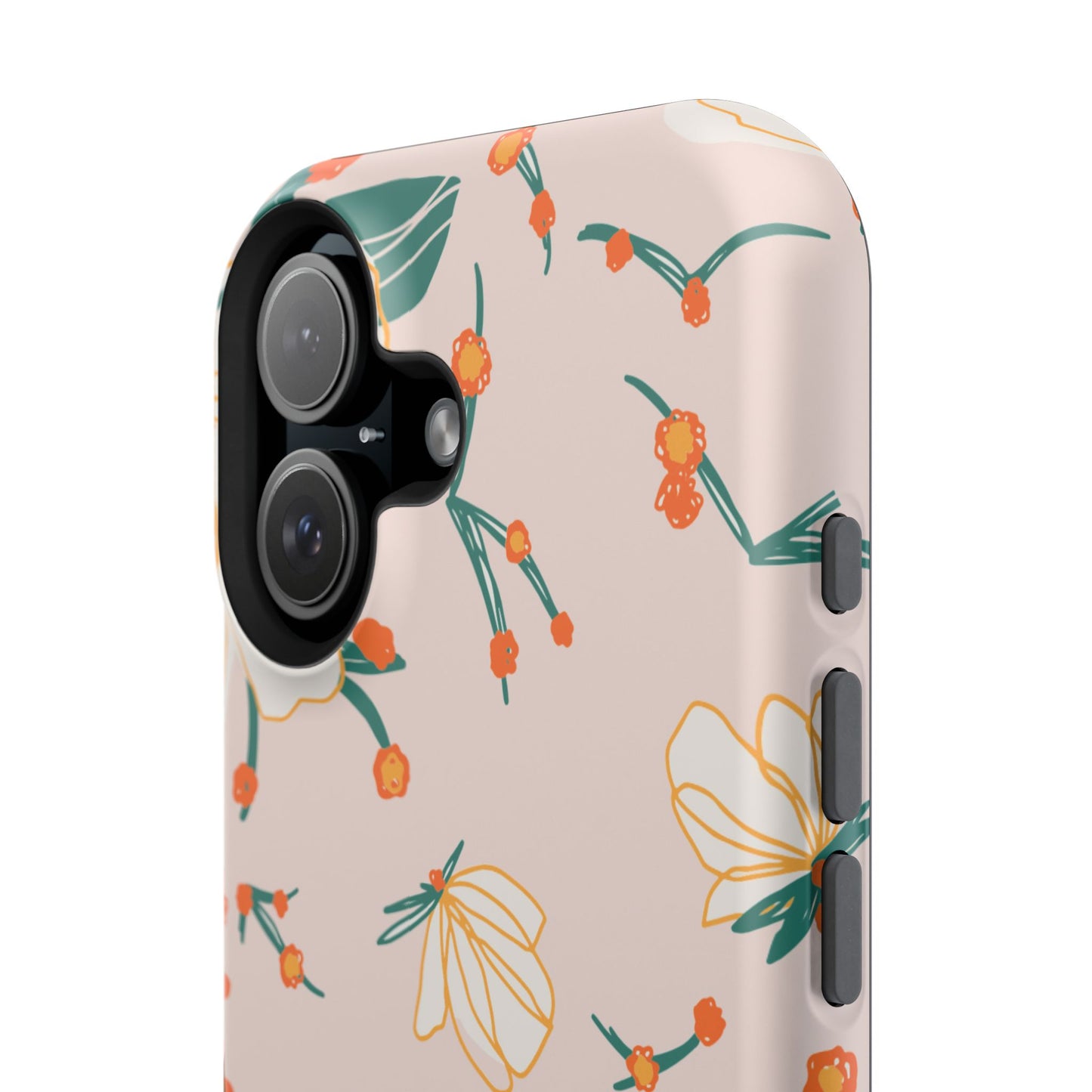 Elegant Magnolia Blossom Tough MagSafe iPhone Case – Soft Blush Background, Shock-Resistant Design