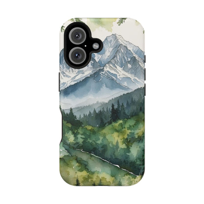 Watercolor Alpine Mountainscape - MagSafe iPhone Case