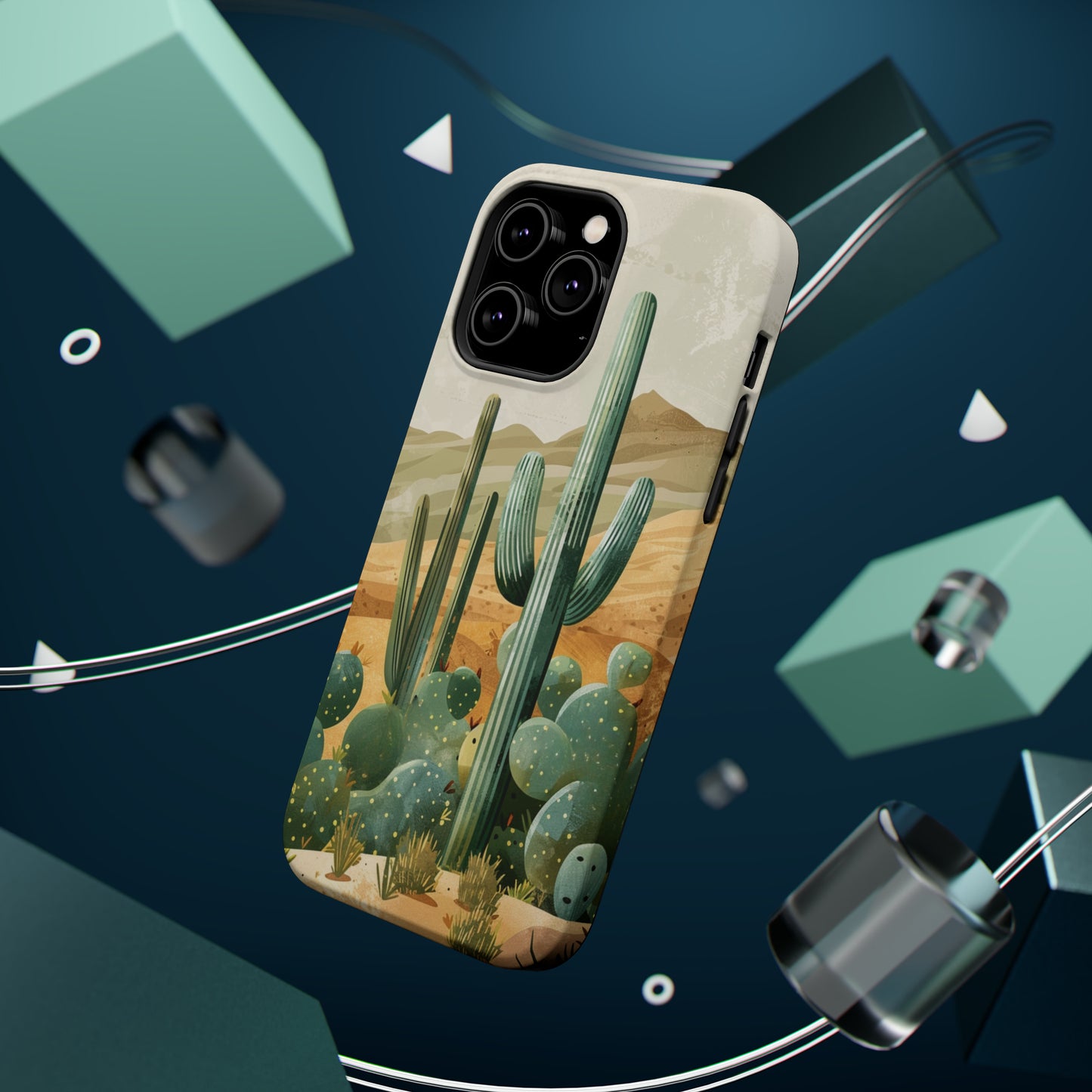 Desert Oasis MagSafe iPhone Case - Embrace the Western Spirit With Cactuses For Your iPhone 15, 14, 13, Pro, Plus, & Pro Max