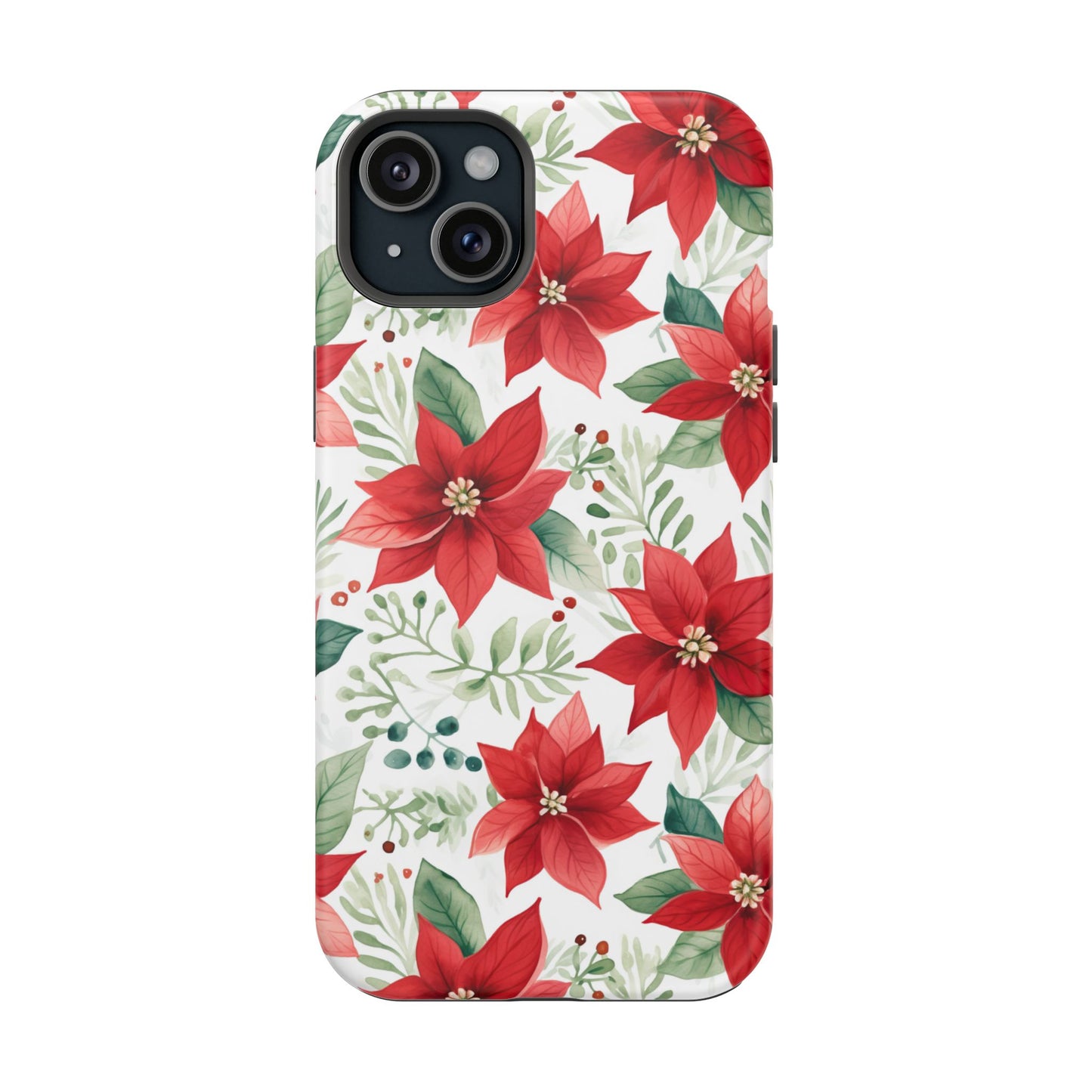 Festive Poinsettia Holiday Pattern – MagSafe iPhone Series Case