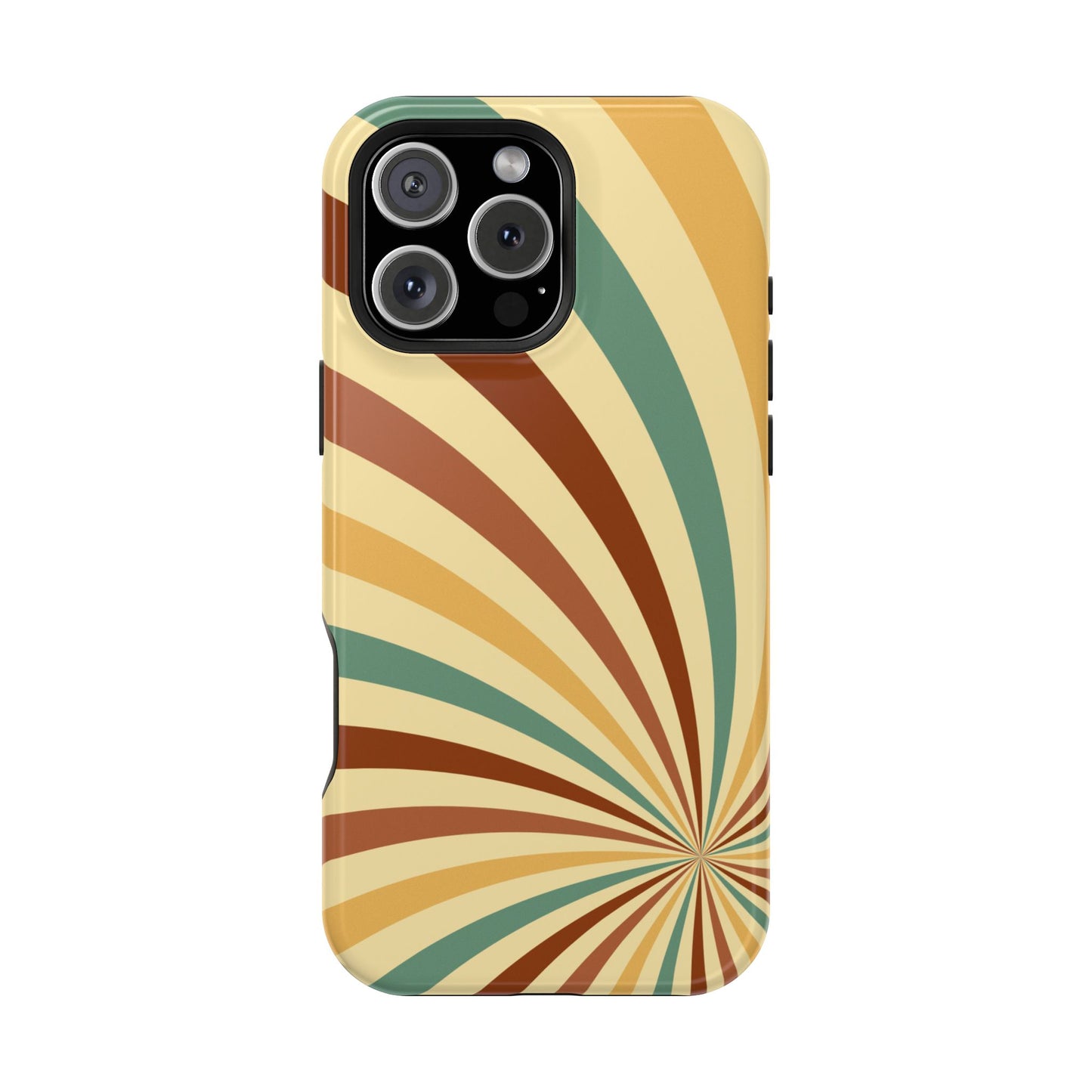 Earthy Retro Swirl MagSafe iPhone Case – Dual-Layer Protection with 70s-Inspired Earth Tones