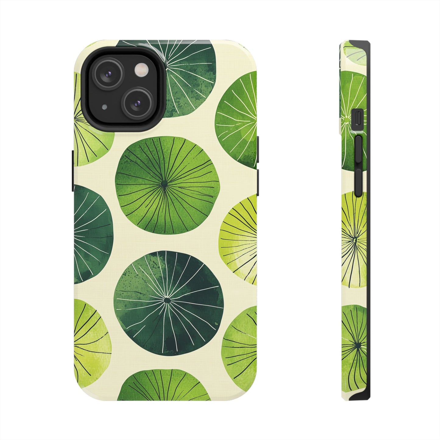 Watercolor Lily Pads iPhone Case – Shockproof, Matte Finish, Dual-Layer Protection