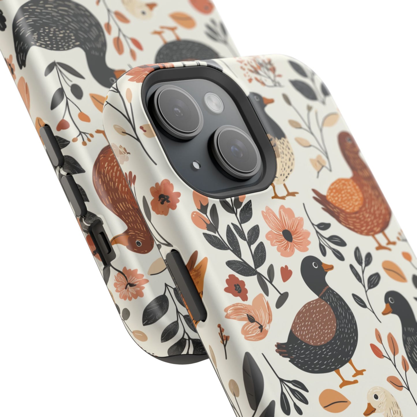 MagSafe iPhone Case: Vintage Duck – Floral & Leaf Design