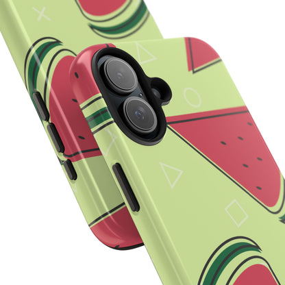 Watermelon Slice iPhone Case – Fresh & Fun Design with Retro Geometric Pattern