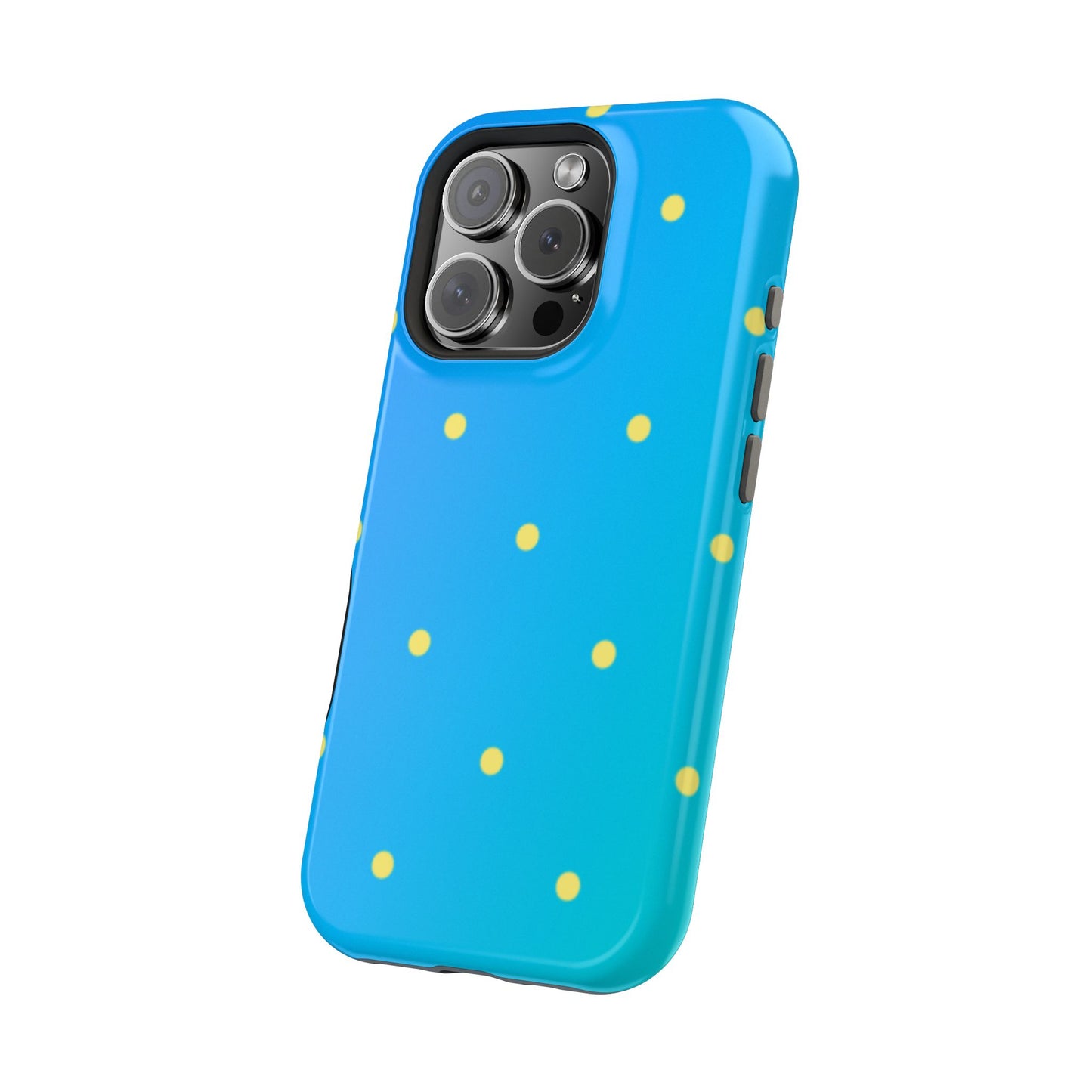 Blue Ocean Gradient Polka Dots MagSafe iPhone Case – Shockproof, Smooth Matte Finish, Dual-Layer Design