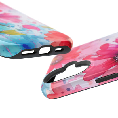 Vibrant Watercolor Red & Pink Floral - MagSafe iPhone Case